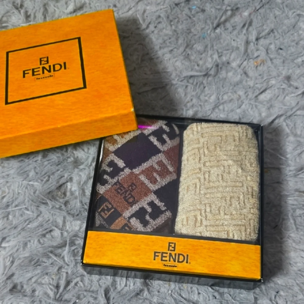 Fendi Hand Towels - Brown and Cream